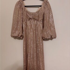 Show Me Your MuMu Shimmering Gold Long Sleeve Dress